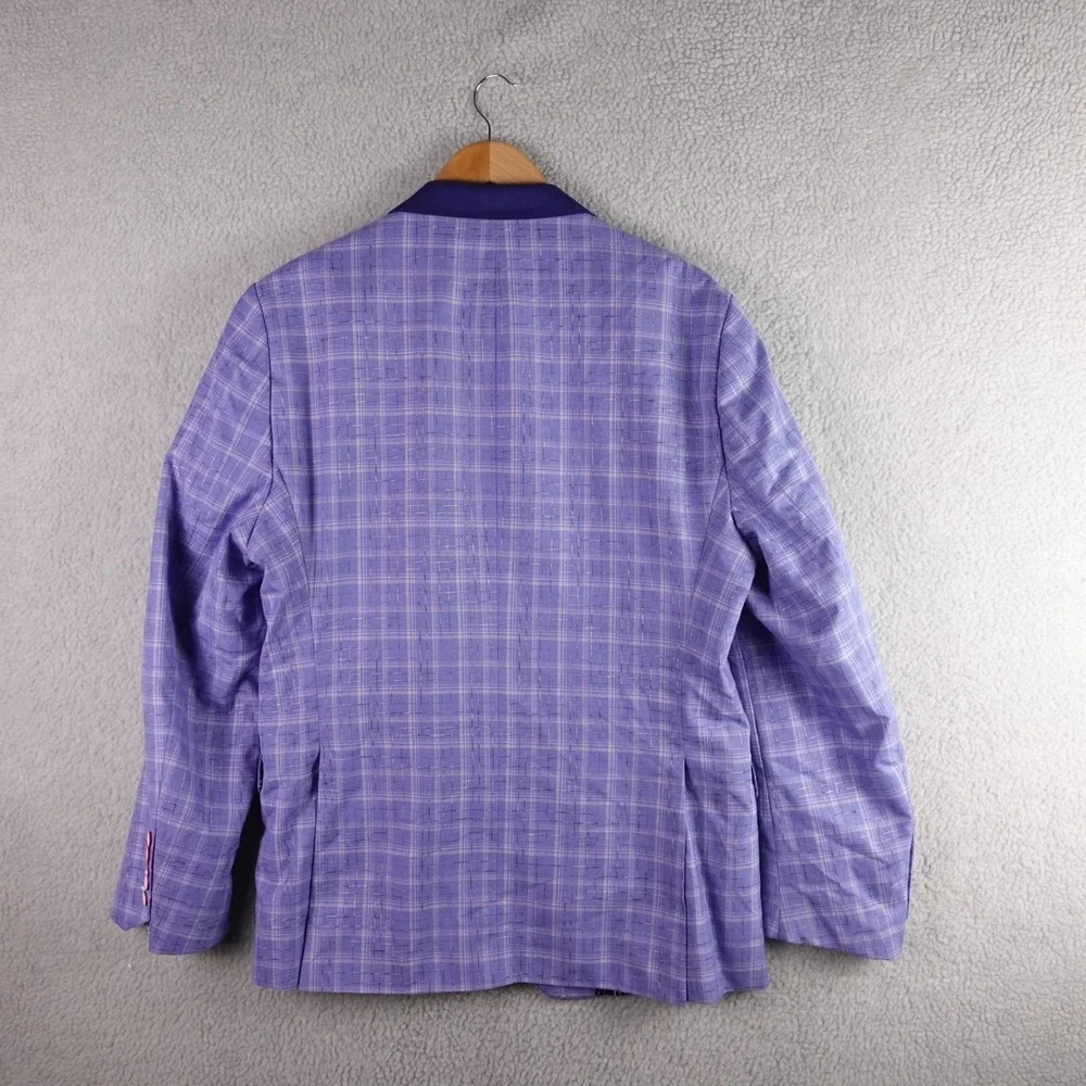 Maceoo Willburn Mens Blue Purple Plaid Blazer Jacket Size XXL 48/6 Meticulous‎